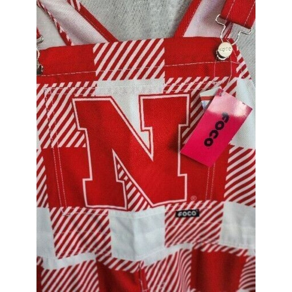 Nebraska Cornhuskers Men's Plaid Bib Overalls Size Large New with Tags